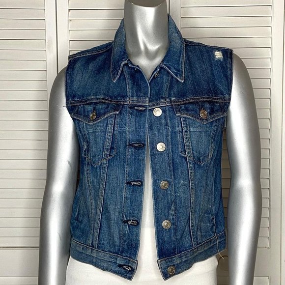 Rag & Bone JEAN 'The Burney' Ladies Denim Vest Main Street Wash Medium Blue XS - Picture 9 of 9